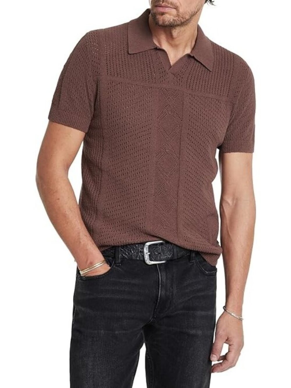 John Varvatos Theo Sweaterpolo Mauvewood XXL NWT
